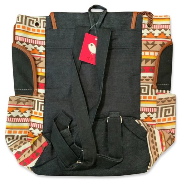 Chic. Fashion Boho Mini Backback Drawstring Snap Zipper Pocket (OSFM)(Multi) - Picture 5 of 9